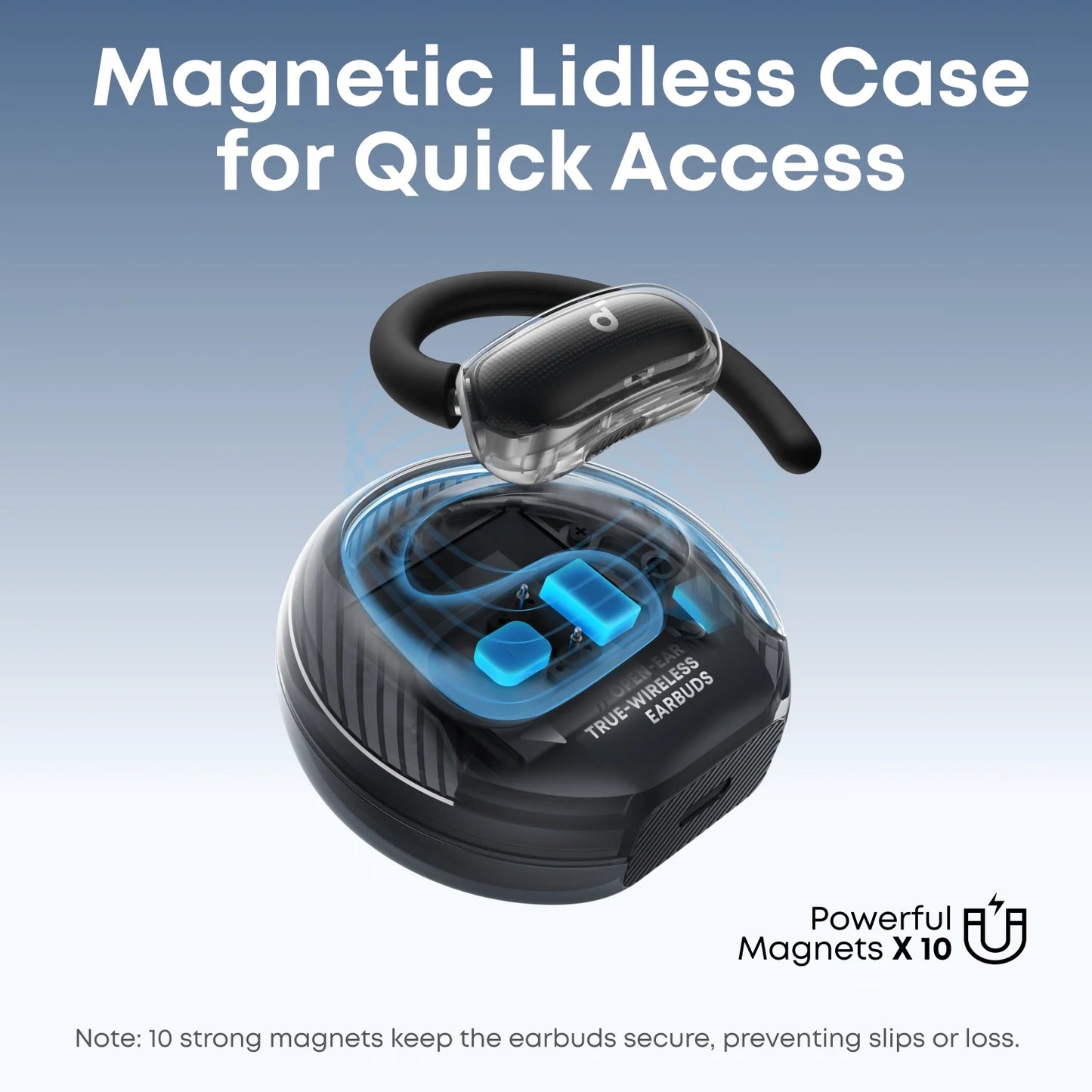 SOUNDCORE V40i Open-Ear Headphones, Comfortable Fit, Clear Sound, Lidless Case