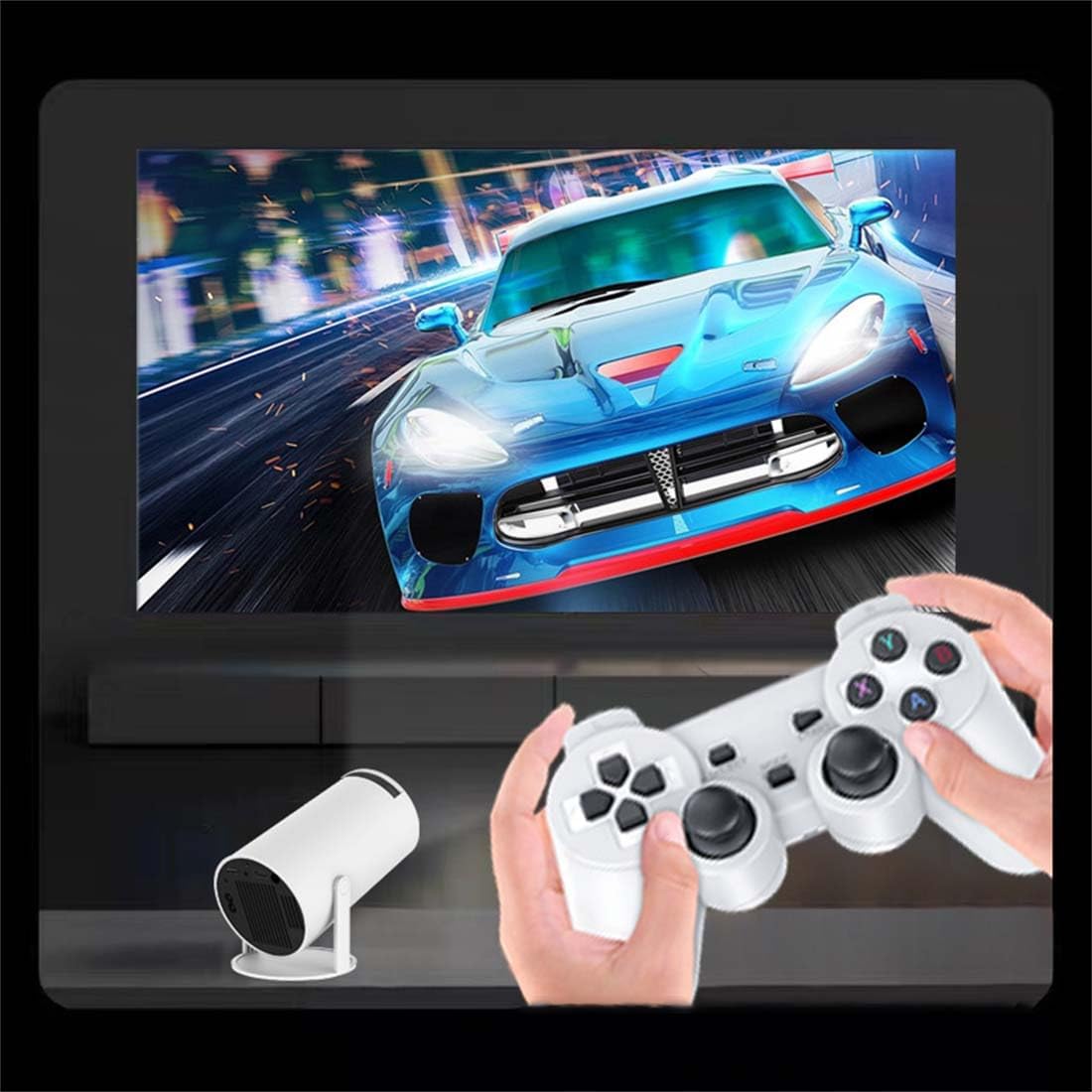 X10 Plus Retro Game Console with Projector, 4K Retro Game Projector with 2 Wireless Controllers, HDMI Output, WIFI