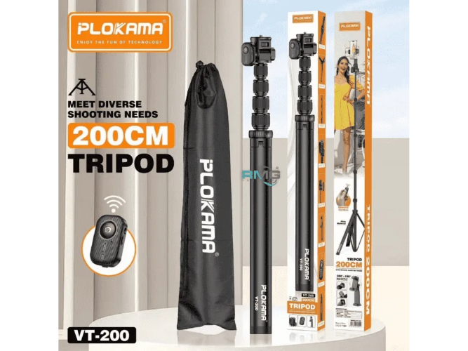 PLOKAMA VT-200CM Photograph Tripod & Selfie Stick With Bluetooth