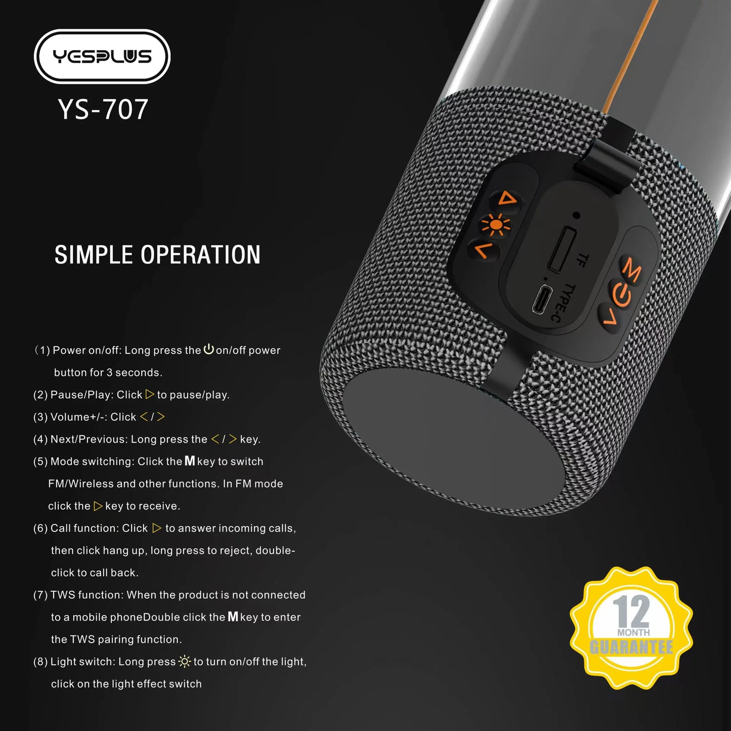YESPLUS WIRELESS SPEAKER YS-707